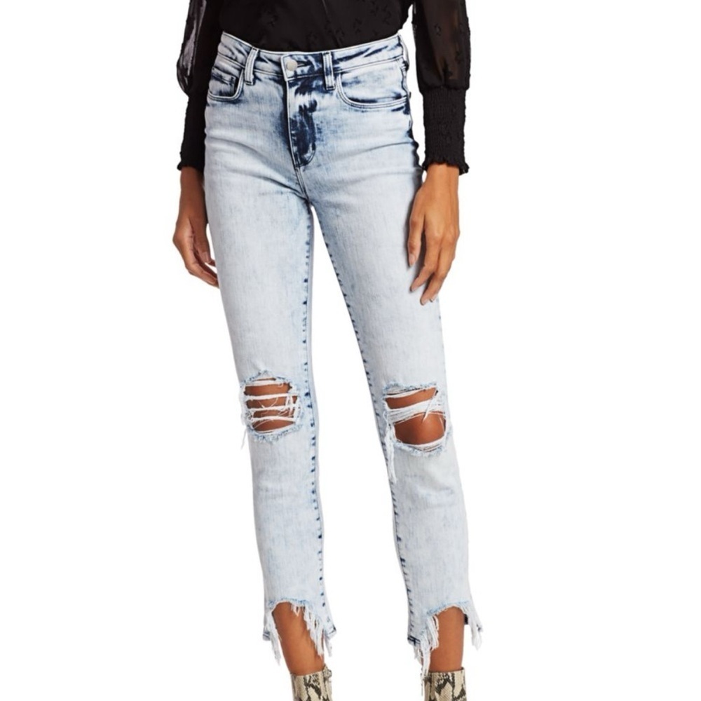L'AGENCE High Line Skinny Jeans Calypso Distressed Destructed Acid Wash Size 25